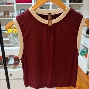 Skims Sleeveless Burgundy and Cream Top